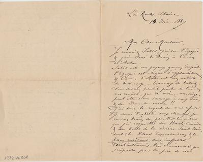 Lettre de Félicien Rops à Inconnu. Saint-Méloir-des-Ondes, 1887/12/14. Paris, Fondation Custodia, 1972/A/808