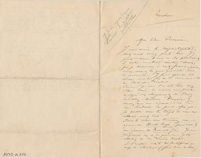 Lettre de Félicien Rops à [Alfred] Prunaire. s.l., 0000/00/00. Paris, Fondation Custodia, 1972/A/814 et 1972/A/815