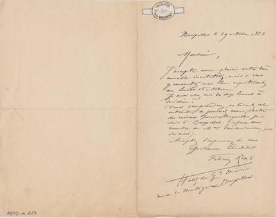Lettre de Félicien Rops à Inconnu. Bruxelles, 1886/10/29. Paris, Fondation Custodia, 1972/A/817