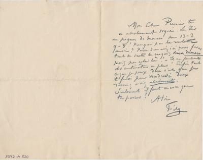 Lettre de Félicien Rops à Alfred Prunaire. s.l., 0000/00/00. Paris, Fondation Custodia, 1972/A/820 et 1972/A/821