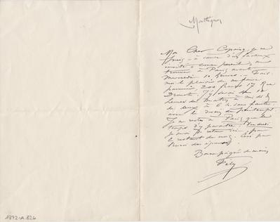 Lettre de Félicien Rops à Alfred Prunaire. Montlignon, 0000/00/00. Paris, Fondation Custodia, 1972/A/826 et 1972/A/827