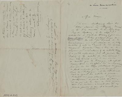 Lettre de Félicien Rops à [Léon] [Dommartin]. s.l., 0000/00/00. Paris, Fondation Custodia, 1972/A/843