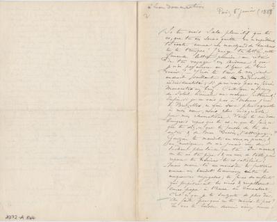Lettre de Félicien Rops à [Léon] [Dommartin]. Paris, 1888/01/06. Paris, Fondation Custodia, 1972/A/844