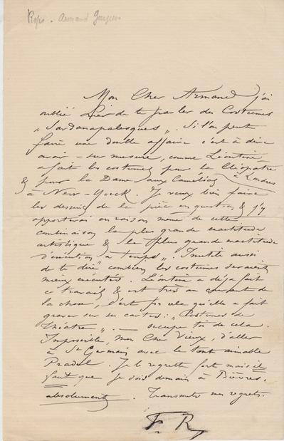 Lettre de Félicien Rops à Armand [Gouzien]. s.l., 0000/00/00. Paris, Fondation Custodia, 1990/A/667