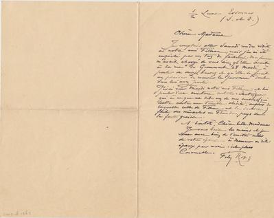 Lettre de Félicien Rops à Inconnue. Corbeil-Essonnes, 0000/00/00. Paris, Fondation Custodia, 2003/A/1263