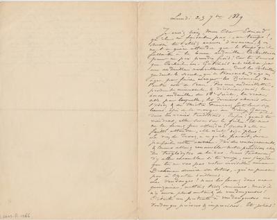 Lettre de Félicien Rops à Edmond [Carlier]. s.l., 1889/09/23. Paris, Fondation Custodia, 2003/A/1266