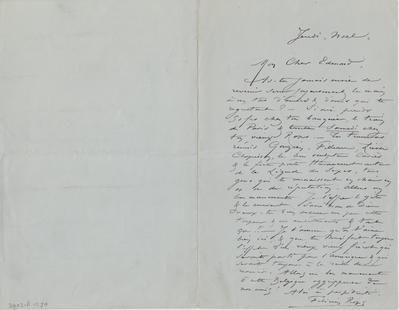 Lettre de Félicien Rops à Edmond [Carlier]. s.l., 0000/12/24. Paris, Fondation Custodia, 2003/A/1270