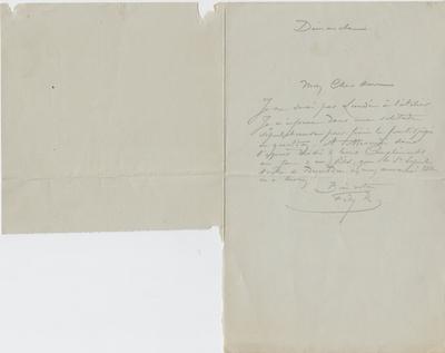 Lettre de Félicien Rops à Inconnu. s.l., 0000/00/00. Paris, Fondation Custodia, 7659/4