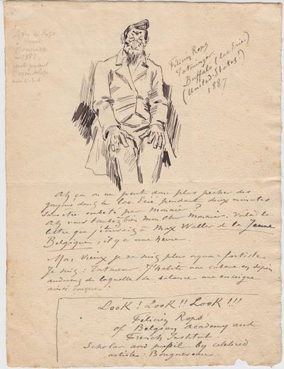 Lettre de Félicien Rops à [Henri] [Monnier]. Buffalo, 1887/00/00. Paris, Fondation Custodia, 7673