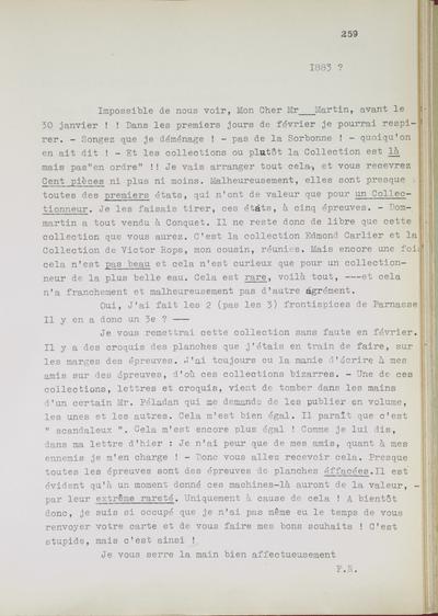 Copie non autographe réalisée par Lefebvre - Kunel de Félicien Rops à Inconnu Martin. s.l., 1883/00/00. Bruxelles, Musées Royaux des Beaux-Arts de Belgique, 8807/t1/p259 et 8807/t1/p260