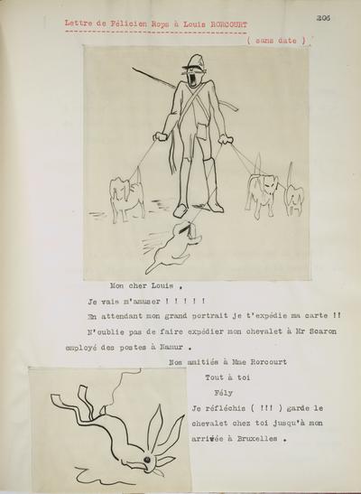 Copie non autographe réalisée par Lefebvre - Kunel de Félicien Rops à Louis [Rorcourt]. s.l., 0000/00/00. Bruxelles, Musées Royaux des Beaux-Arts de Belgique, 8810/t4/p206