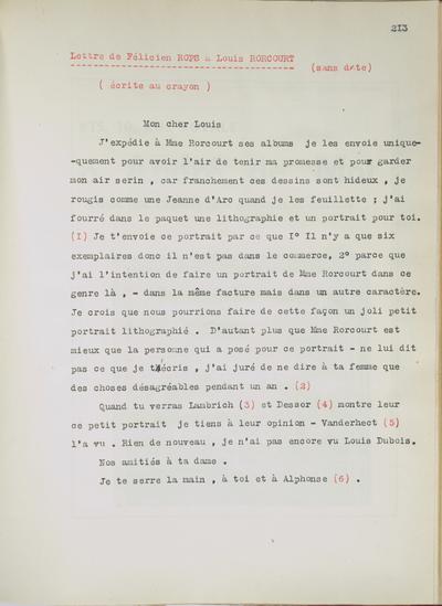 Copie non autographe réalisée par Lefebvre - Kunel de Félicien Rops à Louis [Rorcourt]. s.l., 0000/00/00. Bruxelles, Musées Royaux des Beaux-Arts de Belgique, 8810/t4/p213