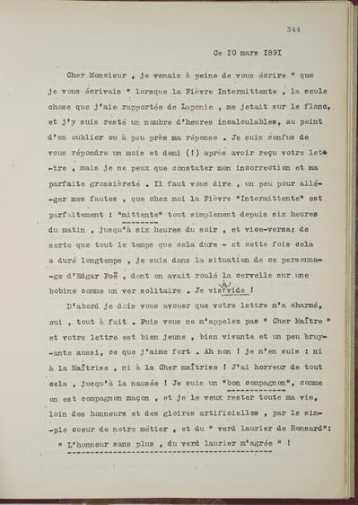 Copie non autographe réalisée par Lefebvre - Kunel de Félicien Rops à Inconnu. s.l., 1890/11/10. Bruxelles, Musées Royaux des Beaux-Arts de Belgique, 8810/t4/p344, 8810/t4/p345 et 8810/t4/p346