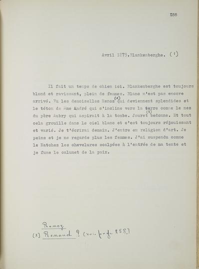 Copie non autographe réalisée par Lefebvre - Kunel de Félicien Rops à Inconnu. Blankenberghe, 1875/04/00. Bruxelles, Musées Royaux des Beaux-Arts de Belgique, 8811/t5/p188