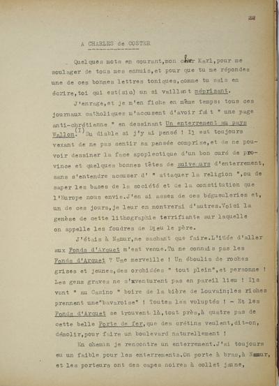 Copie non autographe d'un brouillon réalisée par Lefebvre - Kunel de Félicien Rops à [Jules] Baujoin [Beaujoint]. s.l., 0000/00/00. Bruxelles, Musées Royaux des Beaux-Arts de Belgique, 8811/t5/p22 et 8811/t5/p23