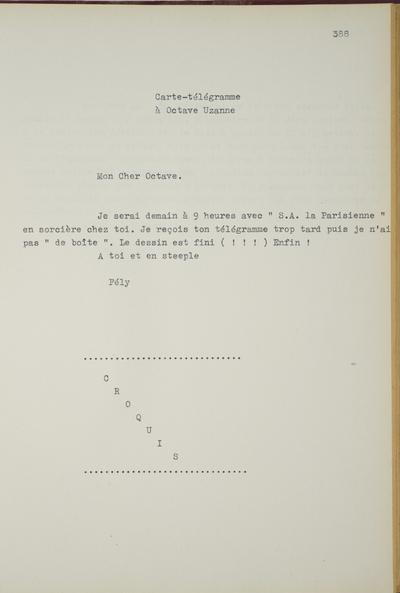 Copie non autographe réalisée par Lefebvre - Kunel de Félicien Rops à [Octave?] [Uzanne?]. s.l., 0000/00/00. Bruxelles, Musées Royaux des Beaux-Arts de Belgique, 8812/t6/p388