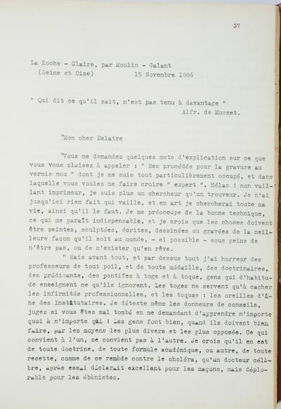 Copie non autographe réalisée par Lefebvre - Kunel de Félicien Rops à [Auguste] Delâtre. s.l., 1886/11/15. Bruxelles, Musées Royaux des Beaux-Arts de Belgique, 8813/t7/p37, 8813/t7/p38, 8813/t7/p39, 8813/t7/p40, 8813/t7/p41, 8813/t7/p42, 8813/t7/p43, 8813/t7/p44, 8813/t7/p45 et 8813/t7/p46