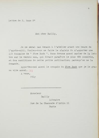 Copie non autographe réalisée par Lefebvre - Kunel de Félicien Rops à [Edmond] Bailly. s.l., 1890/00/00. Bruxelles, Musées Royaux des Beaux-Arts de Belgique, 8813/t7/p4