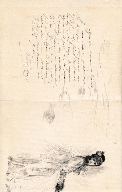 Lettre de Félicien Rops à [Maurice] de Tinan. s.l., 0000/00/00. Province de Namur, musée Félicien Rops, Amis/LE/031