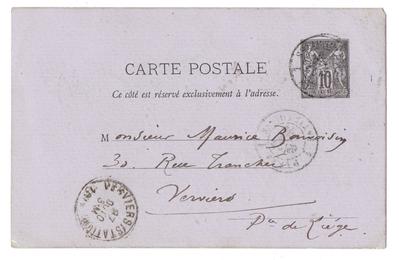 Carte postale de Félicien Rops à Maurice [Bonvoisin]. [Paris], 1879/10/26. Collection privée, Bon/LE/126