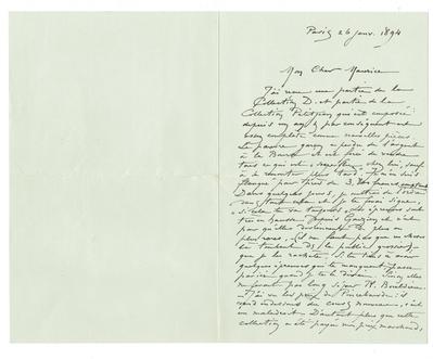 Lettre de Félicien Rops à Maurice Bonvoisin. s.l., 1894/01/26. Collection privée, Bon/LE/164