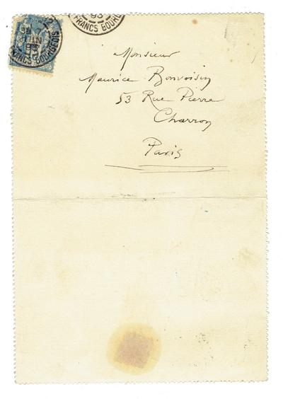 Lettre de Félicien Rops à [Maurice] Bonvoisin. s.l., 1895/06/07. Collection privée, Bon/LE/165