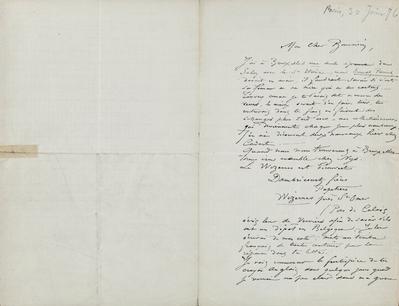 Lettre de Félicien Rops à [Maurice] Bonvoisin. [Paris], 1876/06/30. Province de Namur, musée Félicien Rops, Bon/LE/6