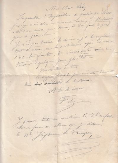 Lettre de Félicien Rops à Léon [Marcq]. s.l., 0000/00/00. Collection privée, CPD/10