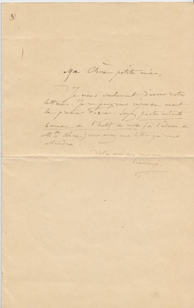 Lettre de Félicien Rops à Inconnue. s.l., 0000/00/00. Collection privée, CPEA/7