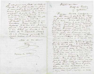 Lettre de Félicien Rops à [Octave] [Uzanne]. Heyst, Hôtel des Bains, [1881]/09/15. CPEL/6
