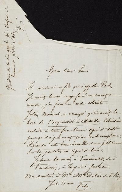 Lettre de Félicien Rops à Louis [Dubois]. s.l., 1858/11/06. Province de Namur, musée Félicien Rops, FFR/LE/44