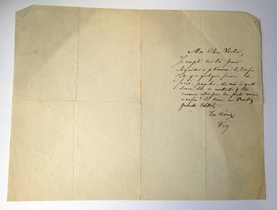 Lettre de Félicien Rops à Victor [Rops]. s.l., 0000/00/00. New-York, Fondation Rops, FRN/1