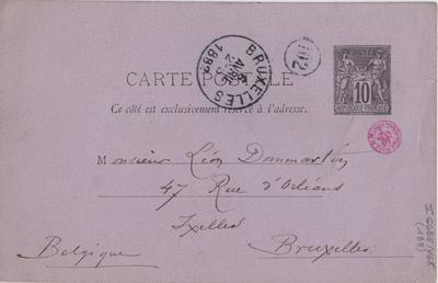 Carte postale de Félicien Rops à Léon Dommartin. s.l., 1882/04/06. Bruxelles, Bibliothèque royale de Belgique, II/6655/468/138