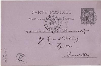 Carte postale de Félicien Rops à Léon Dommartin. [Paris], 1884/01/09. Bruxelles, Bibliothèque royale de Belgique, II/6655/468/153