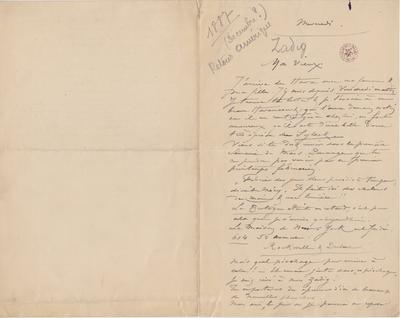 Lettre de Félicien Rops à [Léon] [Dommartin]. s.l., 1887/12/00. Bruxelles, Bibliothèque royale de Belgique, II/6655/468/208