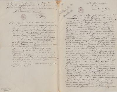 Lettre de Félicien Rops à Léon [Dommartin]. Saint-Méloir-des-Ondes, 1892/08/00. Bruxelles, Bibliothèque royale de Belgique, II/6655/468/232