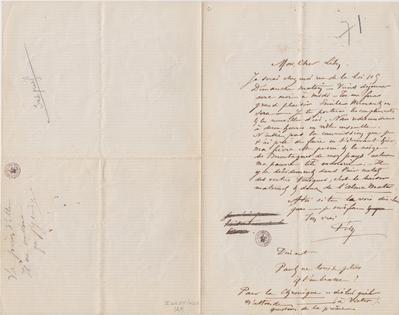 Lettre de Félicien Rops à Léon Dommartin. Dinant, 1871/12/08. Bruxelles, Bibliothèque royale de Belgique, II/6655/468/29