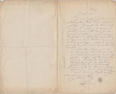 Lettre de Félicien Rops à [Léon] [Dommartin]. Paris, 0000/00/00. Bruxelles, Bibliothèque royale de Belgique, II/6655/469/14