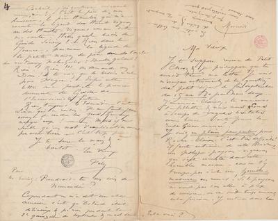 Lettre de Félicien Rops à [Léon] [Dommartin]. s.l., 0000/00/00. Bruxelles, Bibliothèque royale de Belgique, II/6655/469/36