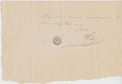 Lettre de Félicien Rops à [Léon] [Dommartin]. s.l., 0000/00/00. Bruxelles, Bibliothèque royale de Belgique, II/6655/470/14