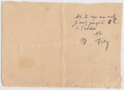 Lettre de Félicien Rops à [Léon] [Dommartin]. s.l., 0000/00/00. Bruxelles, Bibliothèque royale de Belgique, II/6655/470/9