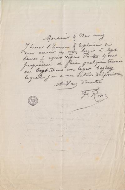 Lettre de Félicien Rops à [Léon ?] [Dommartin ?]. s.l., 0000/00/00. Bruxelles, Bibliothèque royale de Belgique, II/6655/470/92