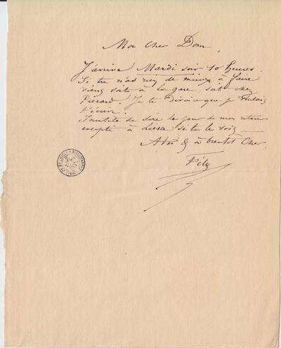 Lettre de Félicien Rops à [Léon] Dommartin. s.l., 0000/00/00. Bruxelles, Bibliothèque royale de Belgique, II/6655/470/93