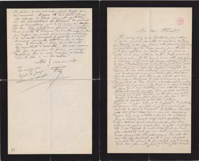 Lettre de Félicien Rops à Armand [Gouzien]. s.l., 0000/00/00. Bruxelles, Bibliothèque royale de Belgique, II/6958/96