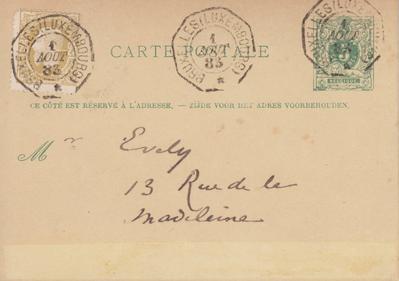 Carte postale de Félicien Rops à [Léon] Evely. [Bruxelles], 1883/08/01. Bruxelles, Bibliothèque royale de Belgique, III/215/1/37