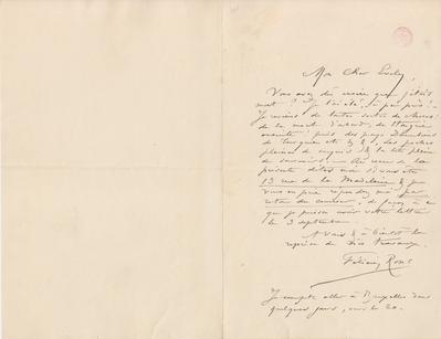 Lettre de Félicien Rops à [Léon] Evely. s.l., entre [1879/08]/00 et [1885/08]/00. Bruxelles, Bibliothèque royale de Belgique, III/215/10/18