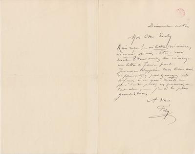 Lettre de Félicien Rops à [Léon] Evely. s.l., 0000/00/00. Bruxelles, Bibliothèque royale de Belgique, III/215/10/4