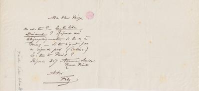 Lettre de Félicien Rops à Inconnu. [Bruxelles?], 0000/00/00. Bruxelles, Bibliothèque royale de Belgique, III/215/11/40