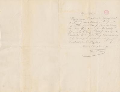 Lettre de Félicien Rops à Inconnu. s.l., 0000/00/00. Bruxelles, Bibliothèque royale de Belgique, III/215/12/10