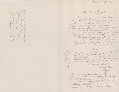Lettre de Félicien Rops à [Théodore] Hippert. [Thozée], 1869/11/21. Bruxelles, Bibliothèque royale de Belgique, III/215/5/32
